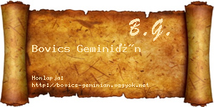 Bovics Geminián névjegykártya